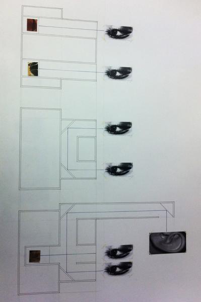 Drawing showing the views on the different levels of the vanity box